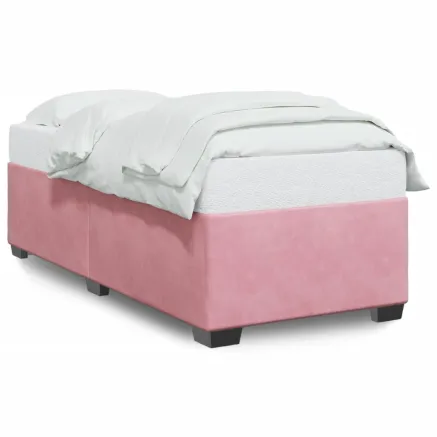 Cadre de lit sans matelas rose 90x190 cm velours 2