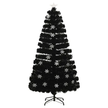 Sapin de Noël et flocons de neige LED Noir 120 cm Fibre optique 2