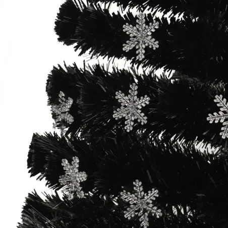 Sapin de Noël et flocons de neige LED Noir 120 cm Fibre optique