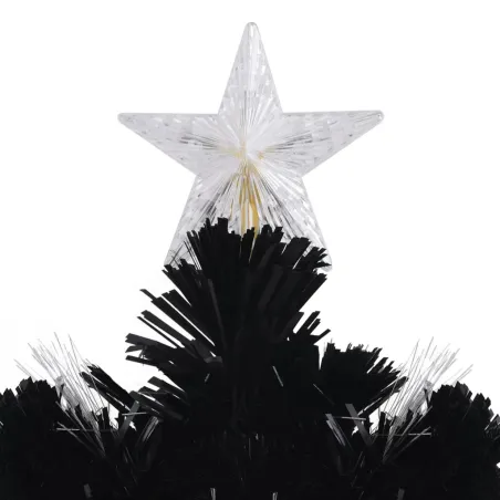 Sapin de Noël et flocons de neige LED Noir 120 cm Fibre optique
