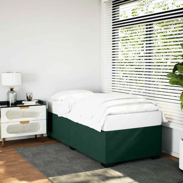 Cadre de lit sans matelas vert foncé 90x200 cm velours