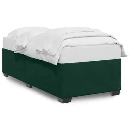 Cadre de lit sans matelas vert foncé 90x200 cm velours 2