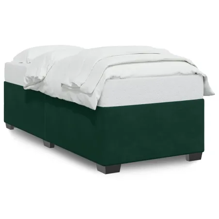 Cadre de lit sans matelas vert foncé 100x200 cm velours