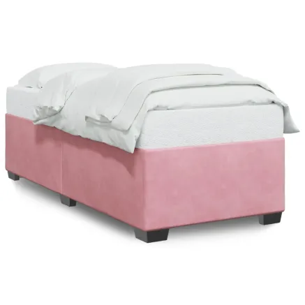 Cadre de lit sans matelas rose 100x200 cm velours 2