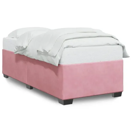 Cadre de lit sans matelas rose 100x200 cm velours