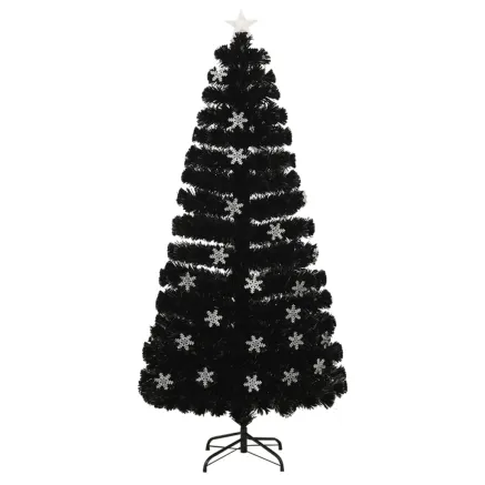 Sapin de Noël et flocons de neige LED Noir 150 cm Fibre optique 2