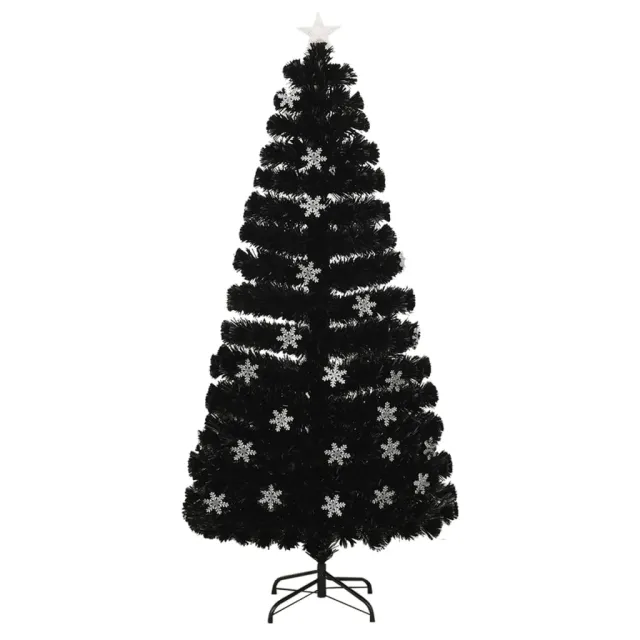 Sapin de Noël et flocons de neige LED Noir 150 cm Fibre optique