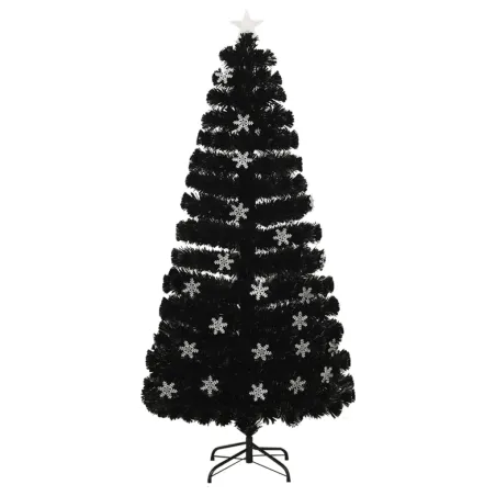Sapin de Noël et flocons de neige LED Noir 150 cm Fibre optique