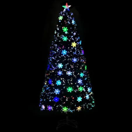Sapin de Noël et flocons de neige LED Noir 150 cm Fibre optique