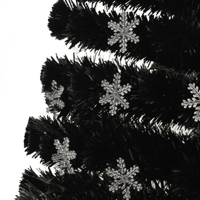 Sapin de Noël et flocons de neige LED Noir 150 cm Fibre optique