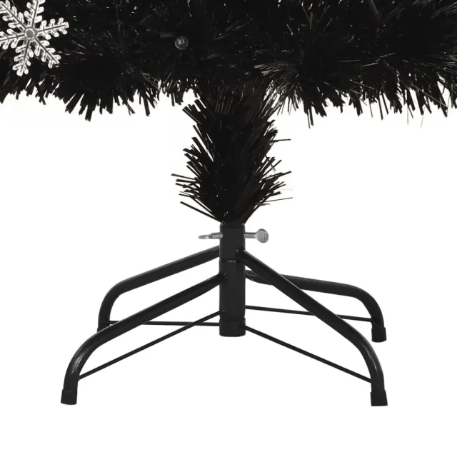 Sapin de Noël et flocons de neige LED Noir 150 cm Fibre optique