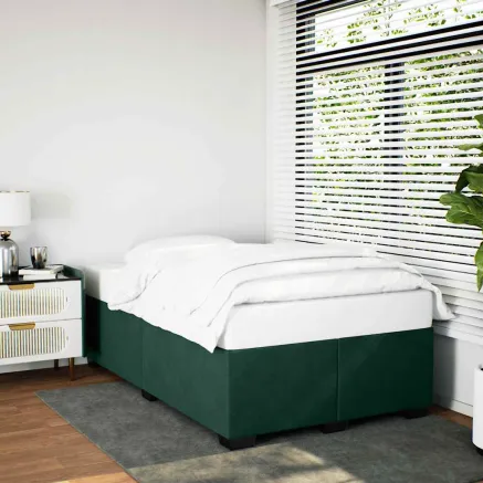Cadre de lit sans matelas vert foncé 120x190 cm velours