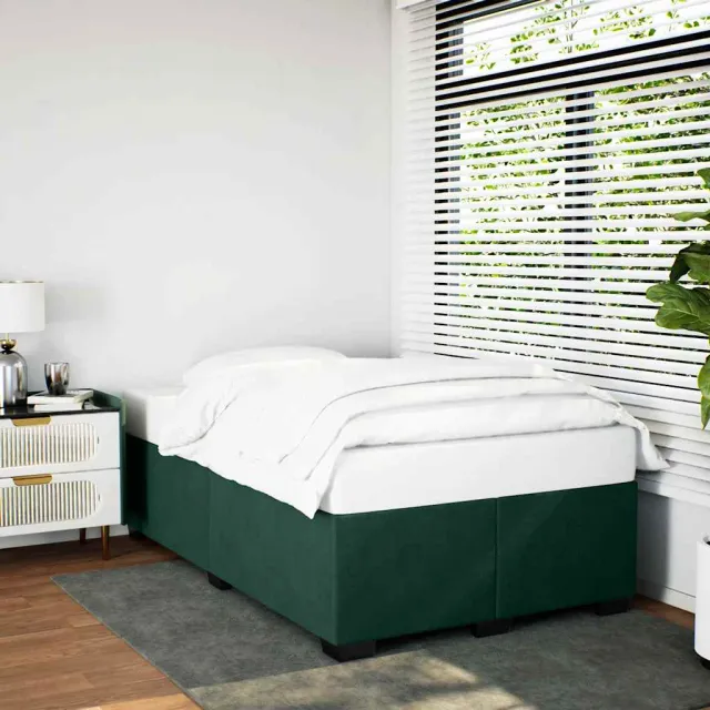Cadre de lit sans matelas vert foncé 120x200 cm velours