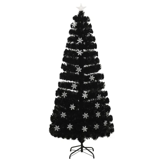 Sapin de Noël et flocons de neige LED Noir 180 cm Fibre optique