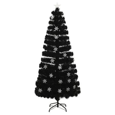 Sapin de Noël et flocons de neige LED Noir 180 cm Fibre optique
