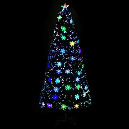 Sapin de Noël et flocons de neige LED Noir 180 cm Fibre optique