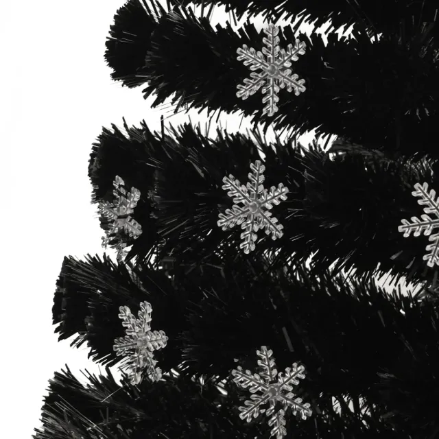 Sapin de Noël et flocons de neige LED Noir 180 cm Fibre optique