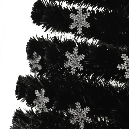 Sapin de Noël et flocons de neige LED Noir 180 cm Fibre optique