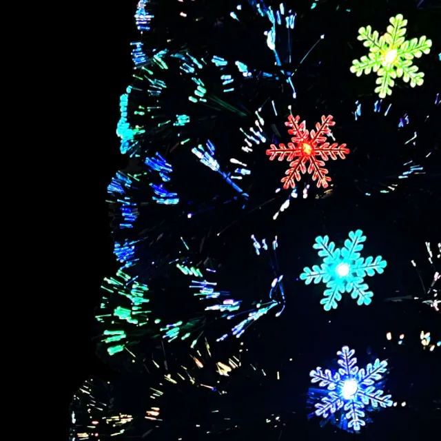 Sapin de Noël et flocons de neige LED Noir 180 cm Fibre optique