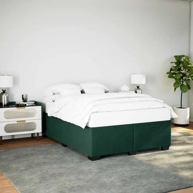 Cadre de lit sans matelas vert foncé 140x190 cm velours