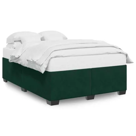 Cadre de lit sans matelas vert foncé 140x190 cm velours 2