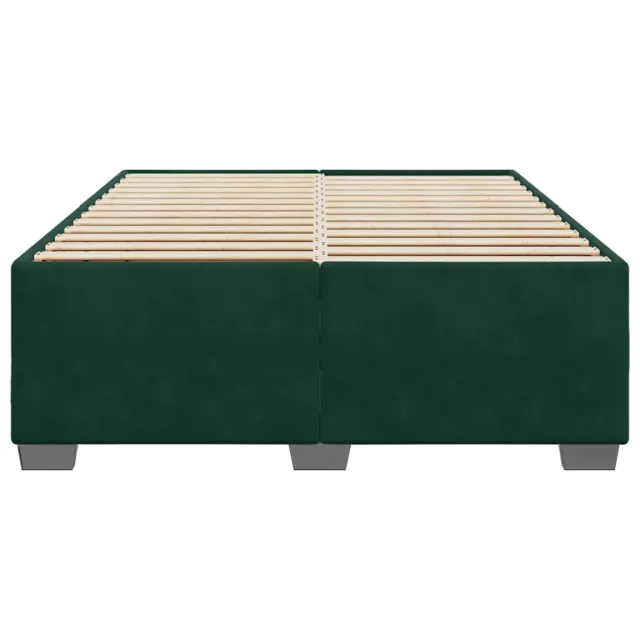 Cadre de lit sans matelas vert foncé 140x190 cm velours