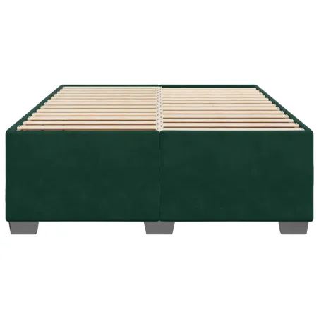 Cadre de lit sans matelas vert foncé 140x190 cm velours