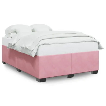 Cadre de lit sans matelas rose 140x190 cm velours 2