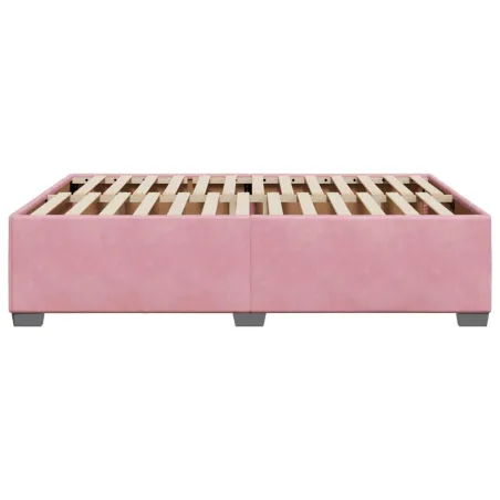 Cadre de lit sans matelas rose 140x190 cm velours