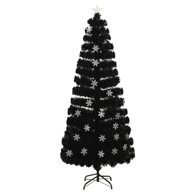 Sapin de Noël et flocons de neige LED Noir 210 cm Fibre optique