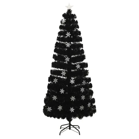 Sapin de Noël et flocons de neige LED Noir 210 cm Fibre optique