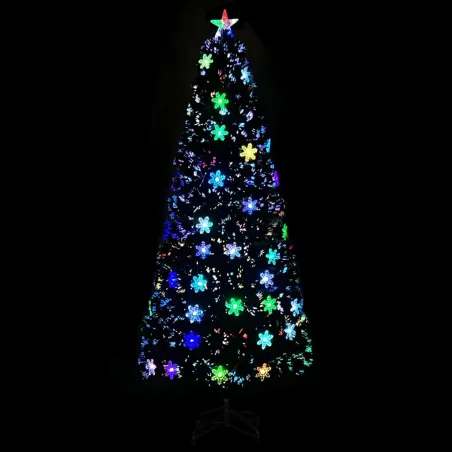 Sapin de Noël et flocons de neige LED Noir 210 cm Fibre optique