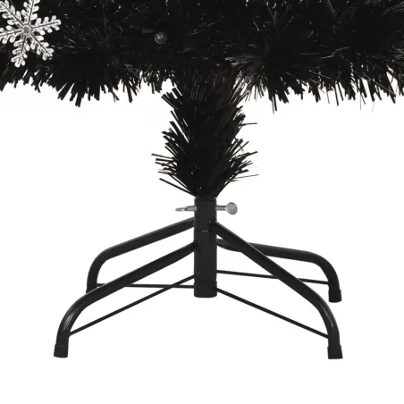 Sapin de Noël et flocons de neige LED Noir 210 cm Fibre optique