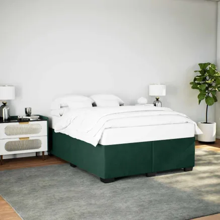 Cadre de lit sans matelas vert foncé 140x200 cm velours