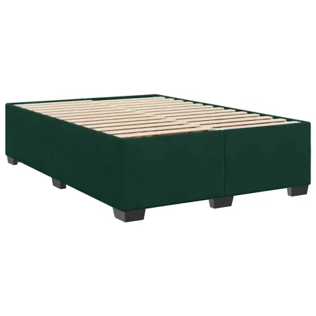 Cadre de lit sans matelas vert foncé 140x200 cm velours