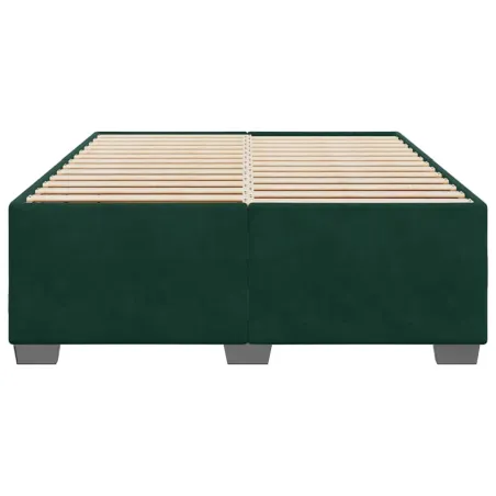 Cadre de lit sans matelas vert foncé 140x200 cm velours