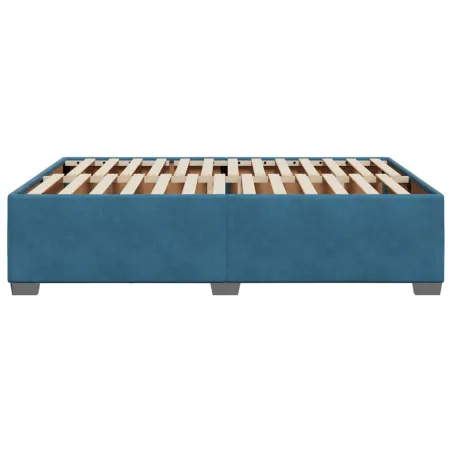 Cadre de lit sans matelas bleu 140x200 cm velours