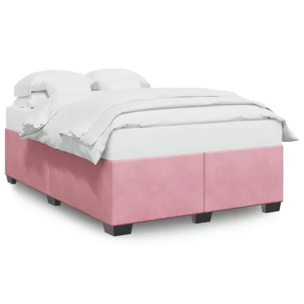 Cadre de lit sans matelas rose 140x200 cm velours 2