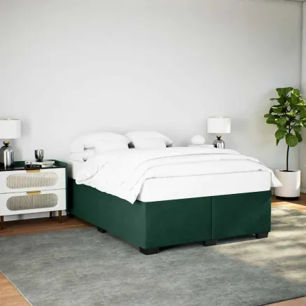 Cadre de lit sans matelas vert foncé 160x200 cm velours