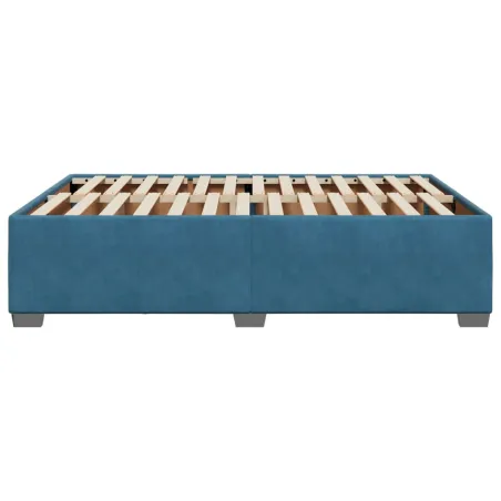 Cadre de lit sans matelas bleu 160x200 cm velours