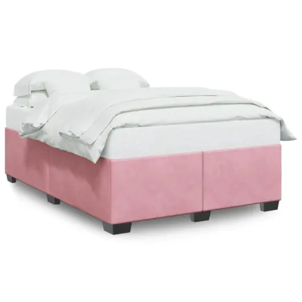 Cadre de lit sans matelas rose 160x200 cm velours 2