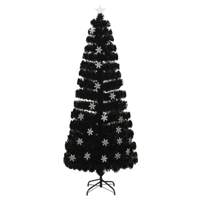 Sapin de Noël et flocons de neige LED Noir 240 cm Fibre optique