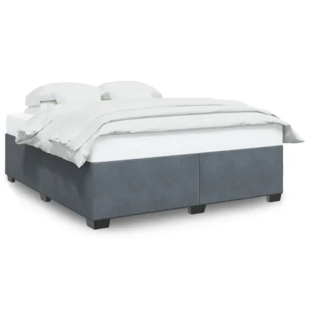 Cadre de lit sans matelas gris foncé 200x200 cm velours 2