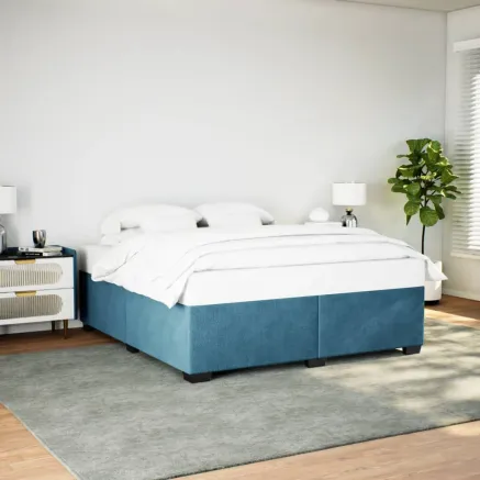 Cadre de lit sans matelas bleu 200x200 cm velours