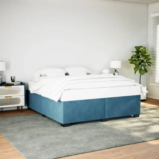 Cadre de lit sans matelas bleu 200x200 cm velours