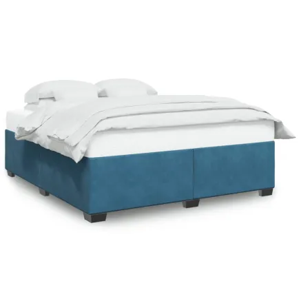 Cadre de lit sans matelas bleu 200x200 cm velours 2