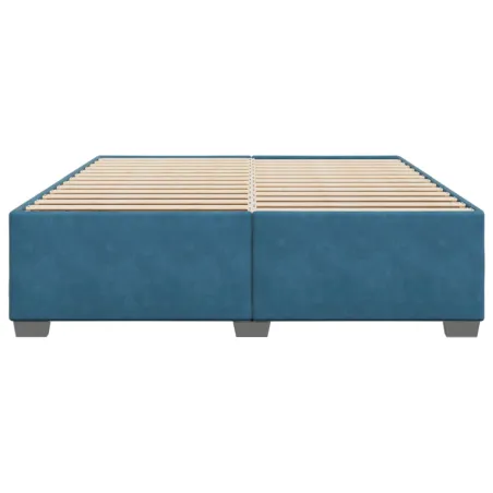 Cadre de lit sans matelas bleu 200x200 cm velours