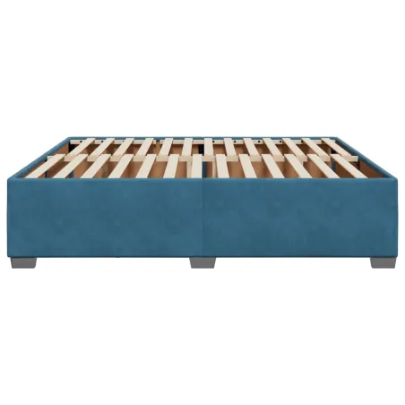 Cadre de lit sans matelas bleu 200x200 cm velours
