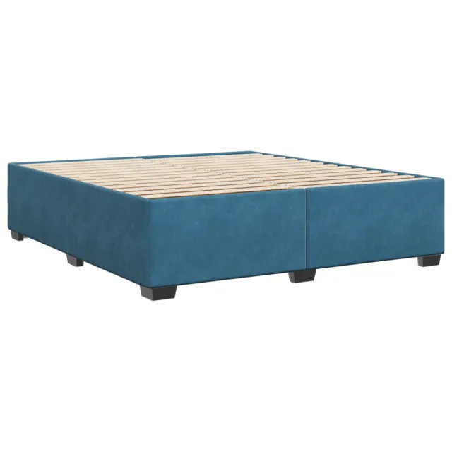 Cadre de lit sans matelas bleu 200x200 cm velours