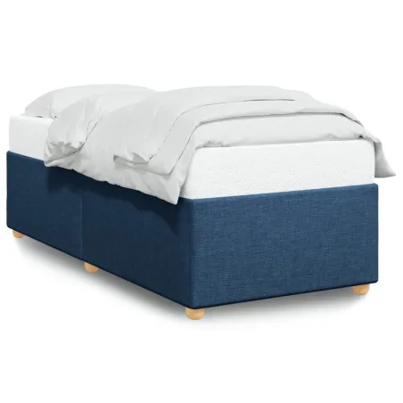 Cadre de lit sans matelas bleu 90x190 cm tissu